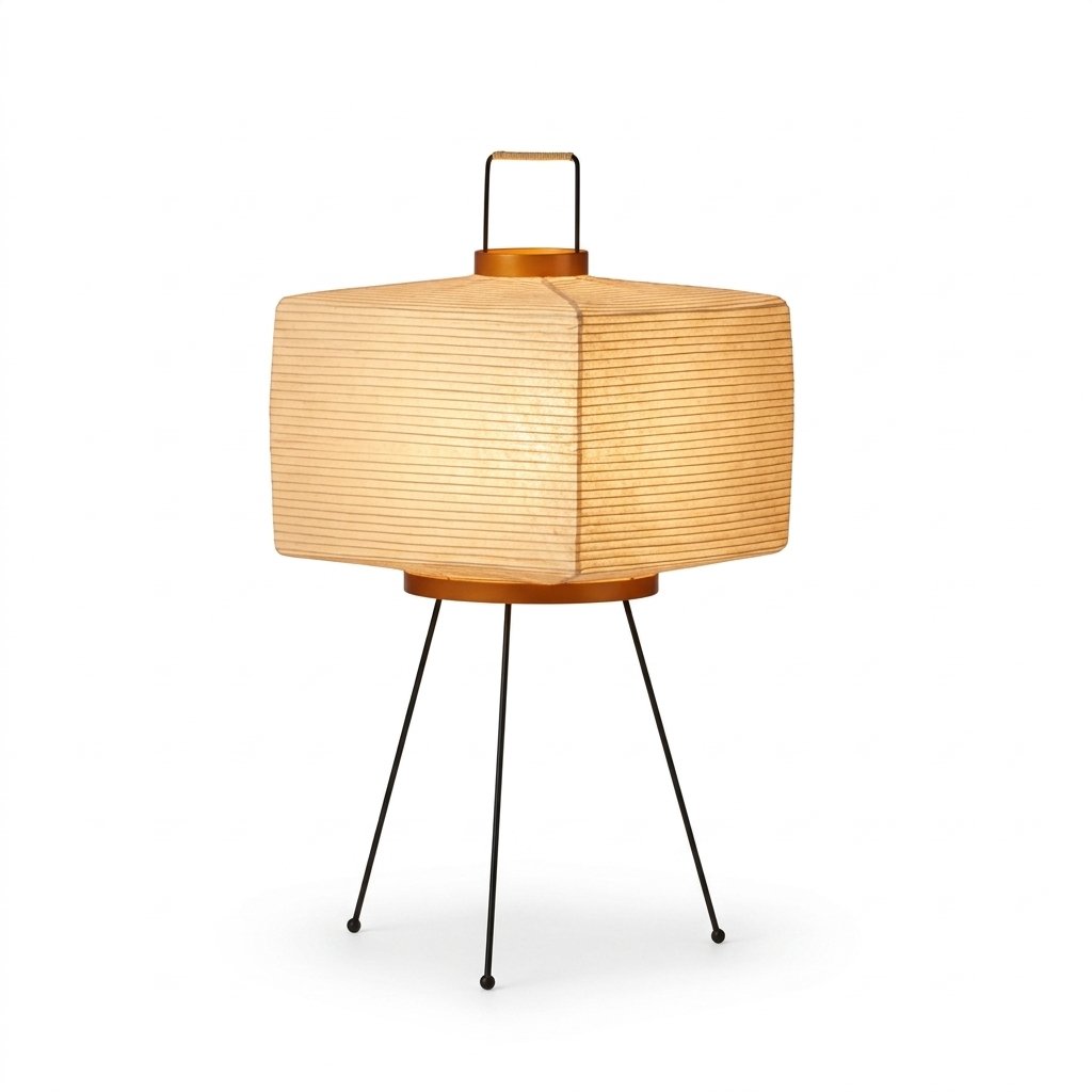 Rice Paper Lantern Tripod Floor Lamp With Metal Stand For Soft Ambient Lighting