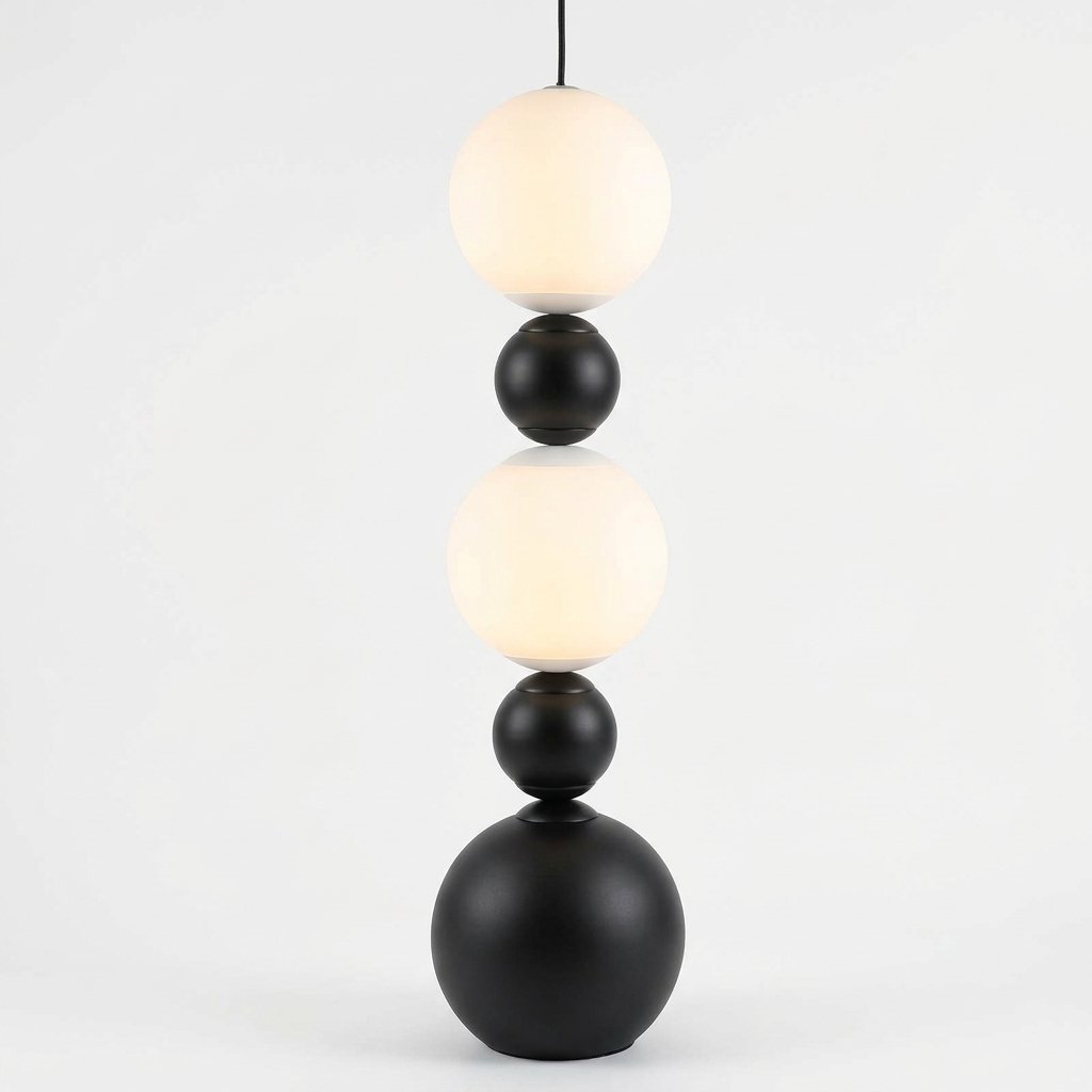 Orbivelle Stacked Globe LED Floor Lamp With Resin And Frosted Glass Orbs