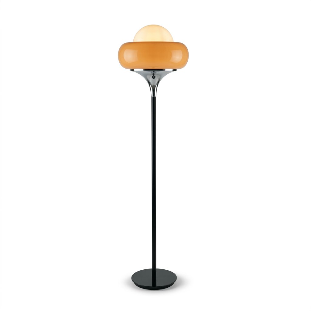 Velouri Airo Mid Century Glass Floor Lamp With Opal Globe Shade