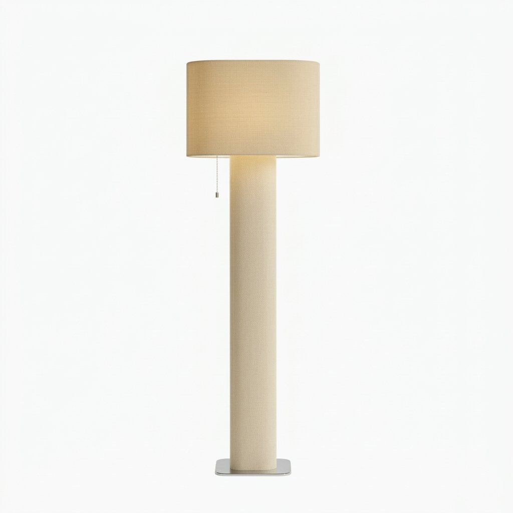 Velorne Wabi Sabi Fabric Column Table and Floor Lamp with Metal Base