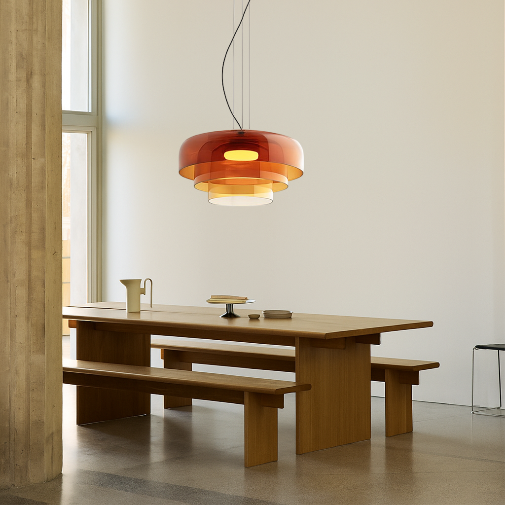 Layered Glass LED Pendant Light for Dining Room Kitchen and Living Room