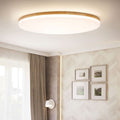 Round Wood Flush Mount Ceiling Light with Acrylic Diffuser for Soft Lighting