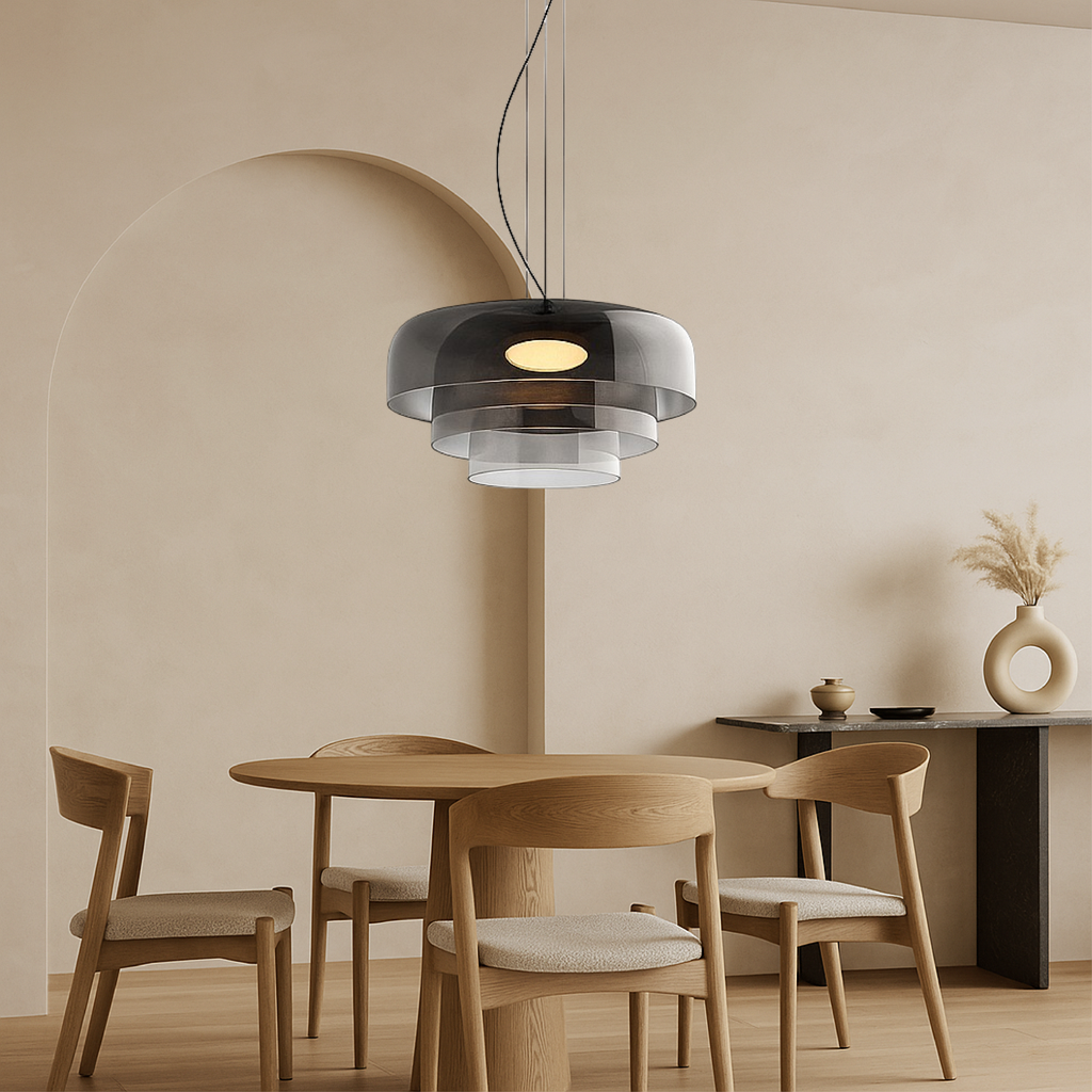 Layered Glass LED Pendant Light for Dining Room Kitchen and Living Room