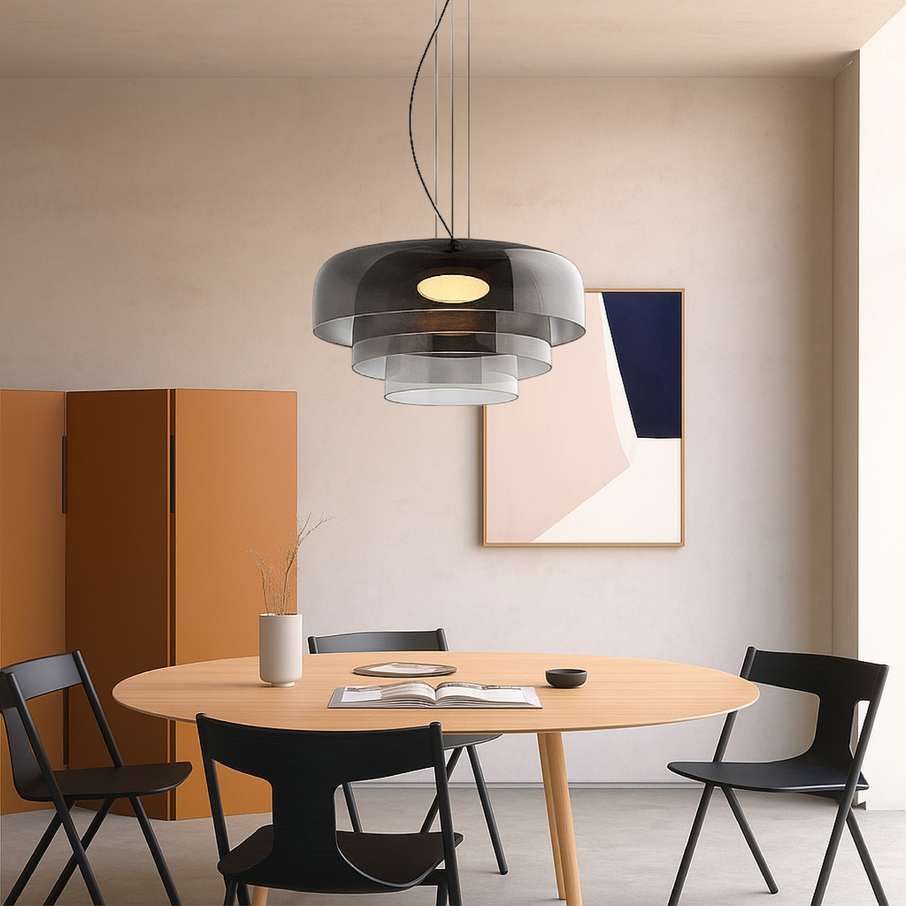 Layered Glass LED Pendant Light for Dining Room Kitchen and Living Room
