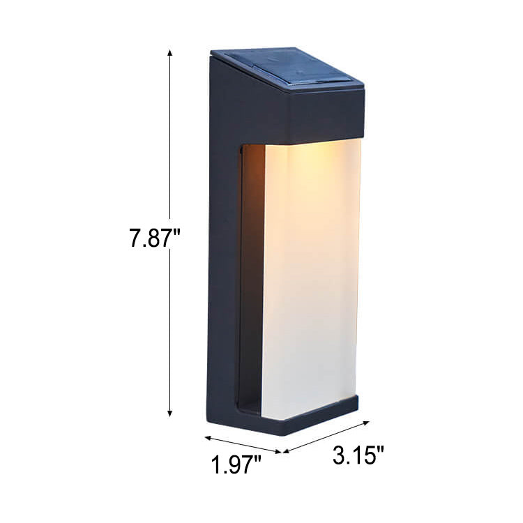 Solar Outdoor Wall Light for Garden and Patio, Black Metal Glass Shade
