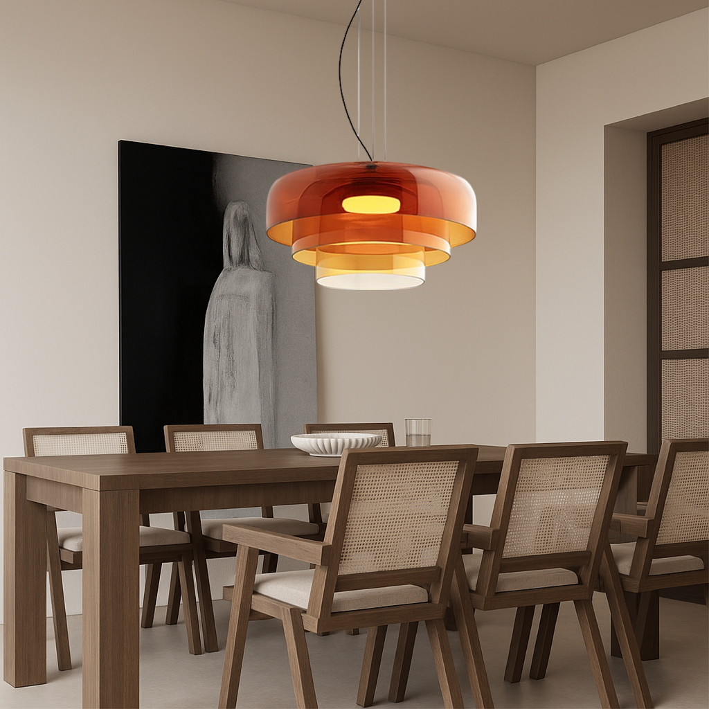 Layered Glass LED Pendant Light for Dining Room Kitchen and Living Room