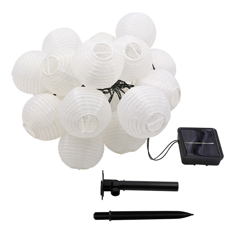 Solar String Lights With Multicolour Round Lantern Shades For Outdoor Lighting