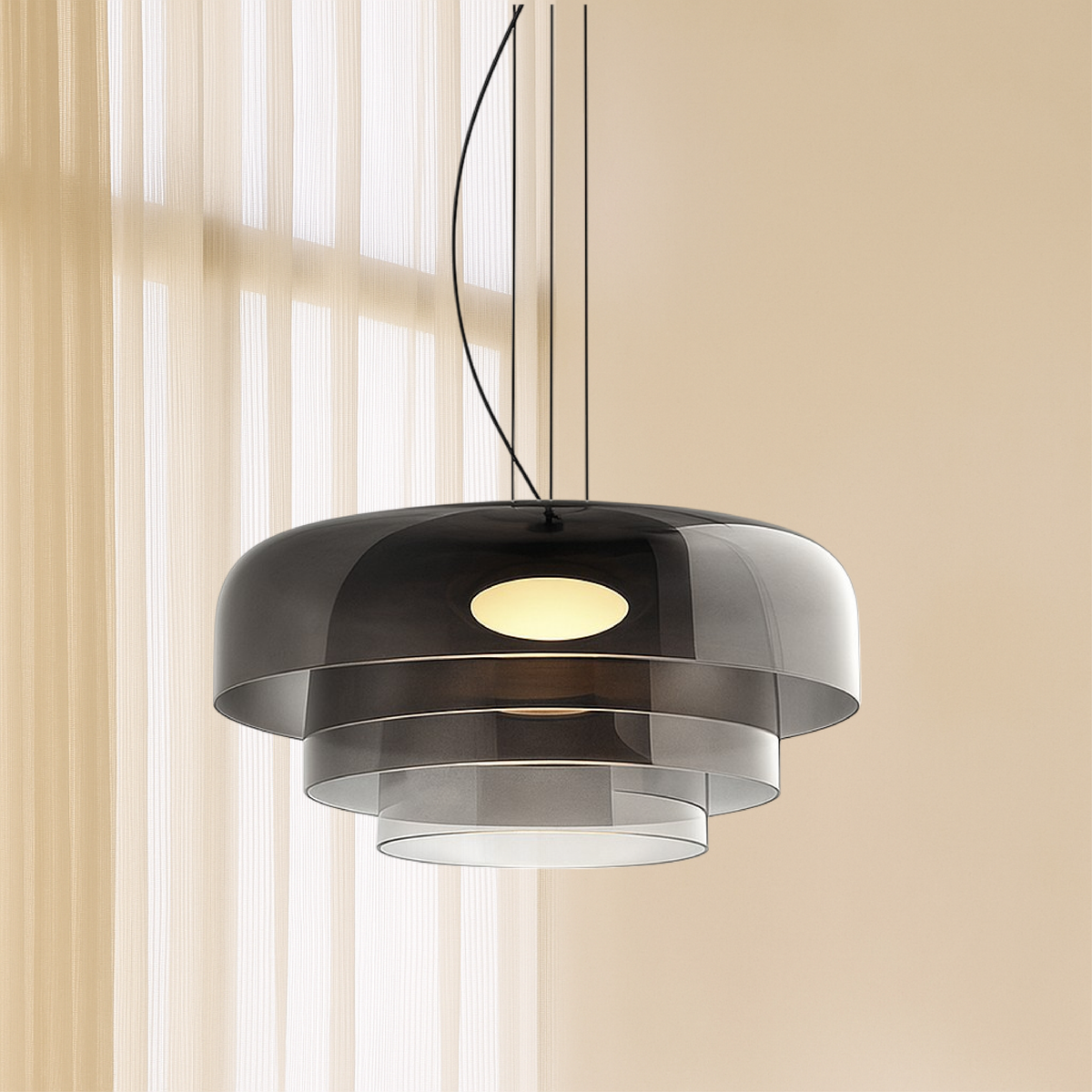 Layered Glass LED Pendant Light for Dining Room Kitchen and Living Room