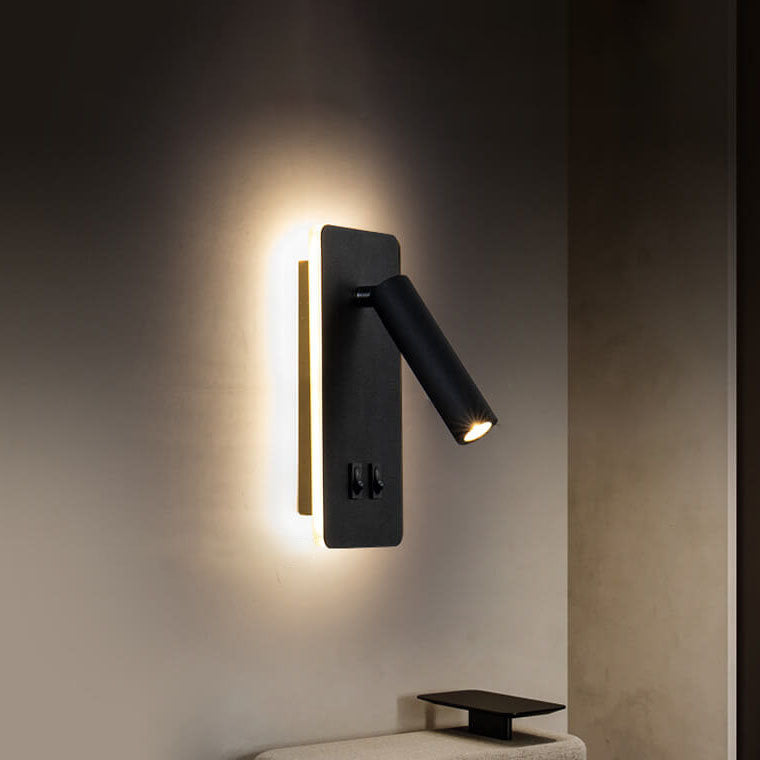 Adjustable LED Wall Sconce With Rotatable Spotlight And Ambient Light