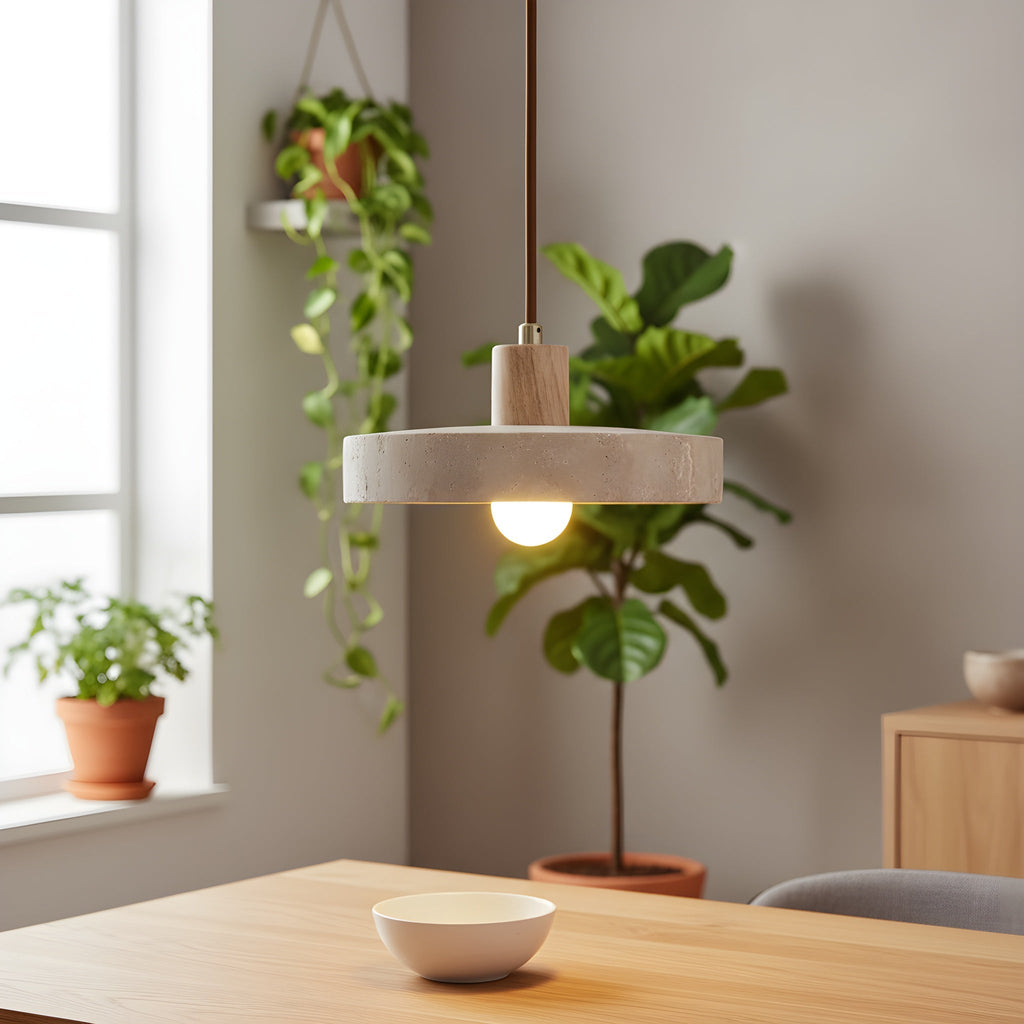 Stone Travertine Bauhaus Pendant Light for Dining and Kitchen Areas