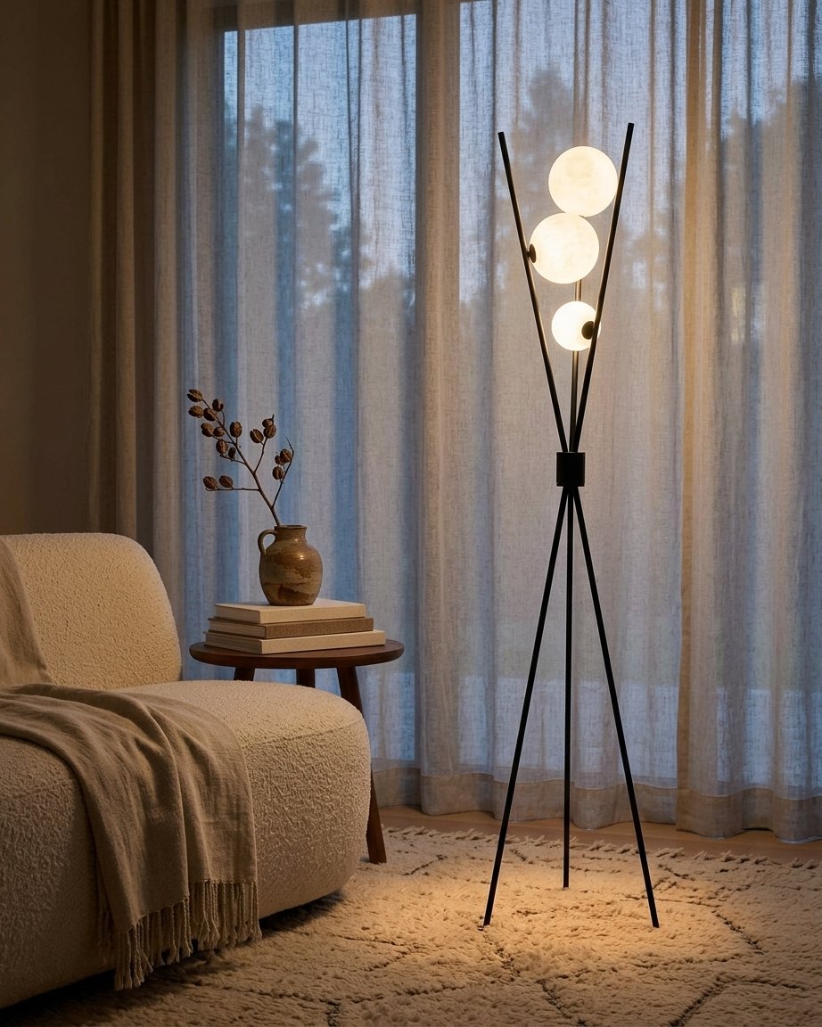 Orblyne Moon Tripod Floor And Table Lamp With 3D Globe Shades
