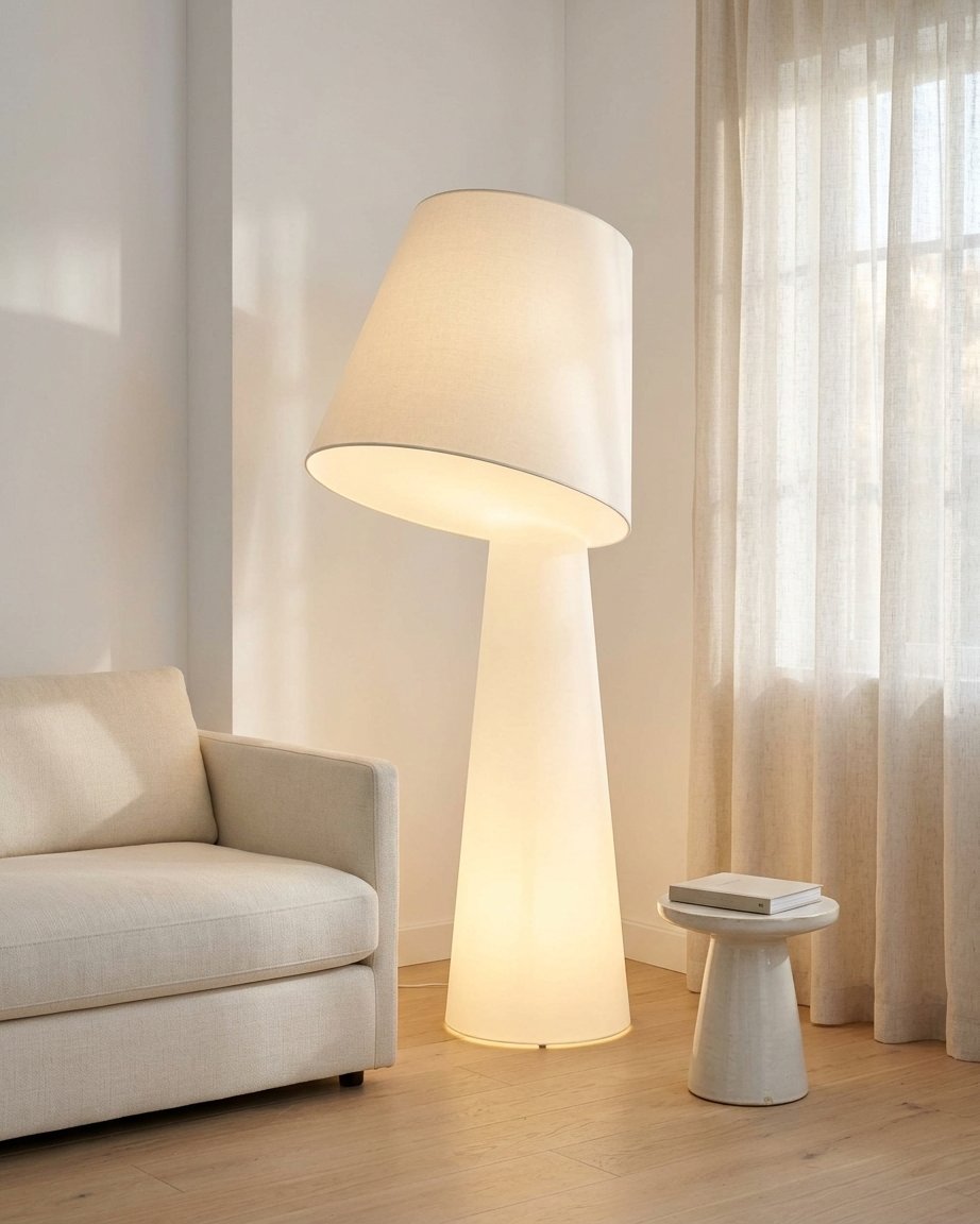 Lumivex Nordic Column LED Fabric Floor Lamp with Tilted Shade