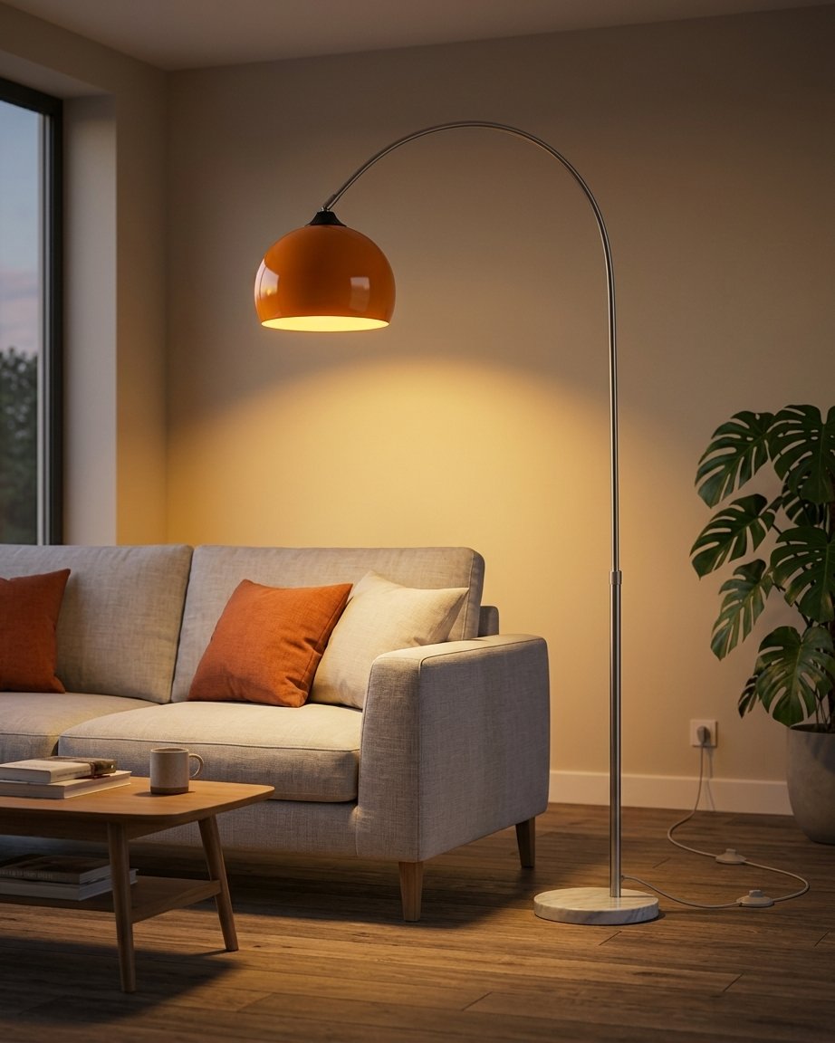 Arcvelle Arc Floor Lamp With Dome Shade And Marble Base For Ambient Lighting