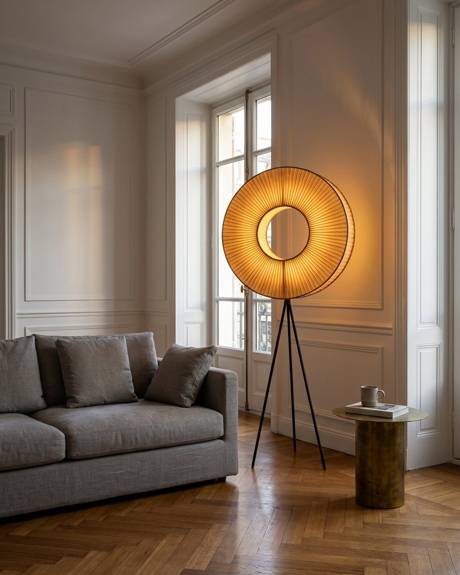 Oriven Fori Pleated Tripod Floor Lamp With Selectable LED Color Temperature