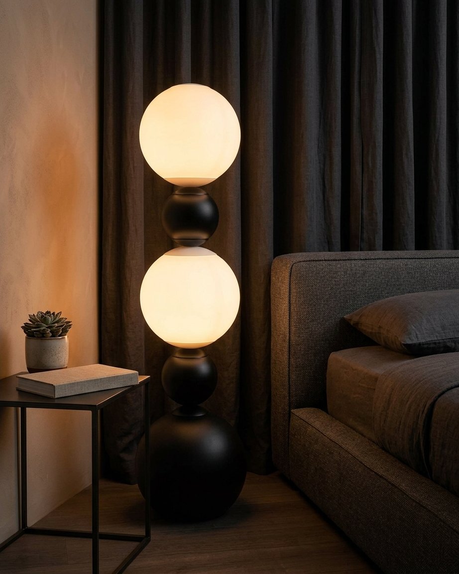 Orbivelle Stacked Globe LED Floor Lamp With Resin And Frosted Glass Orbs