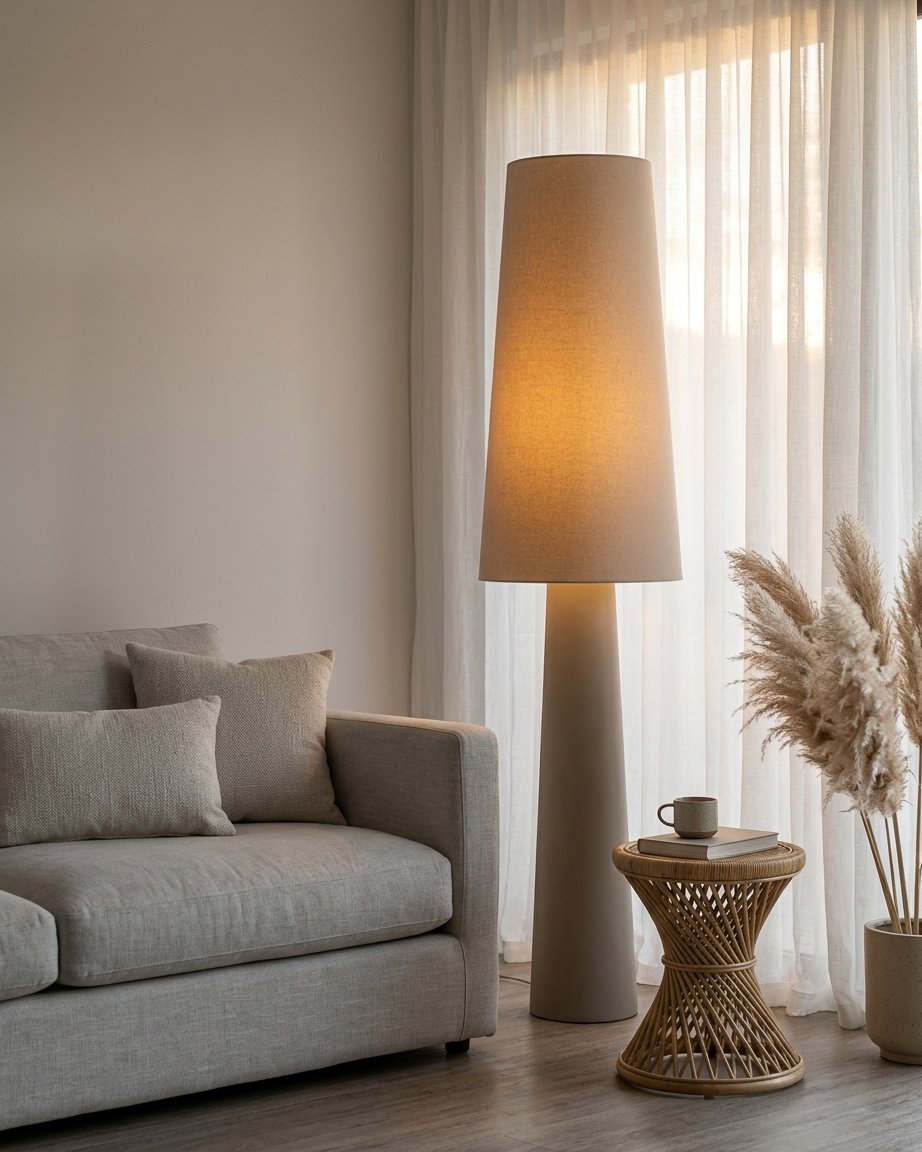 Sivor Wabi Sabi Fabric Floor Lamp With Warm LED Lighting