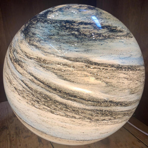 Glass Look Sphere LED Table Lamp With Swirl Pattern for Ambient Lighting