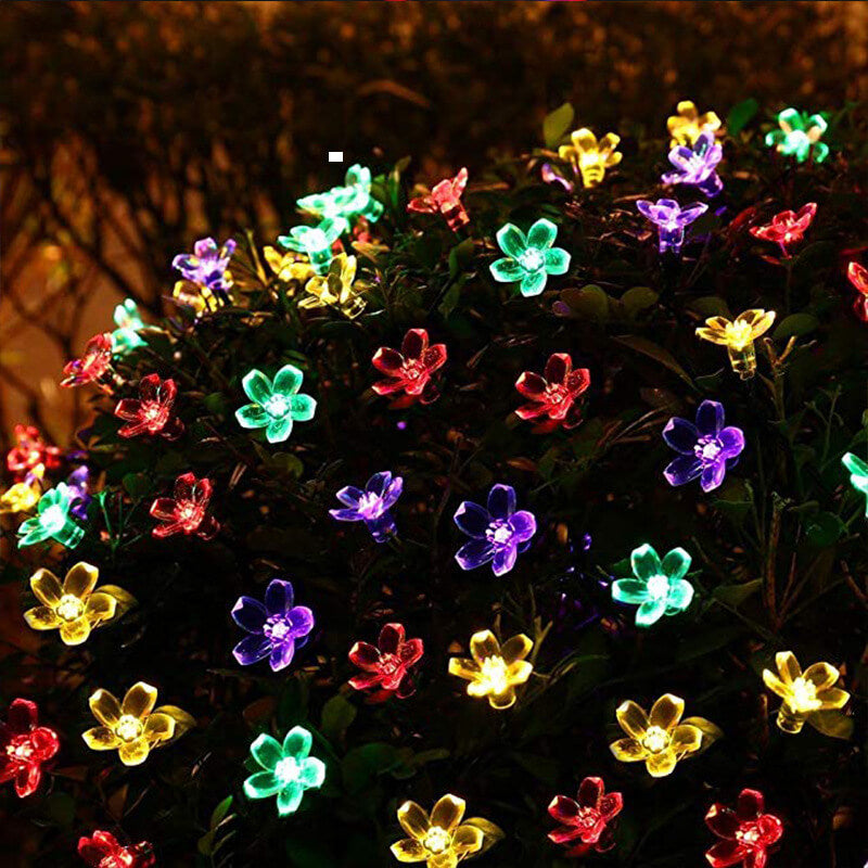Solar Flower String Lights With Multicolour LED Outdoor Lighting