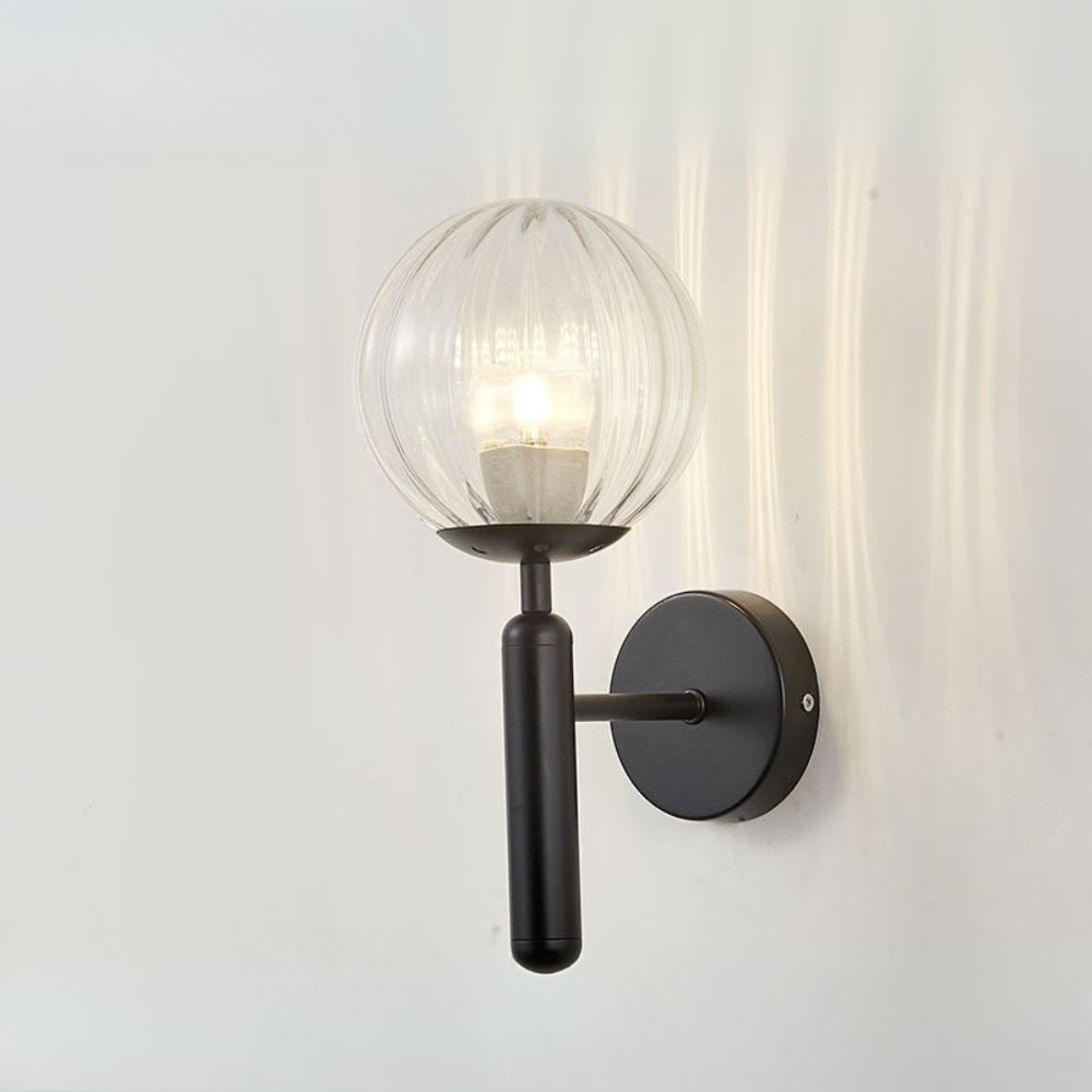 Aesthetic Nordic Sphere Wall Lamp Opal Glass Iron Lighting Fixture