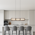 Cylinder Glass Pendant Lamp Adjustable Iron Lighting Fixture for Dining Room, Kitchen, or Bar
