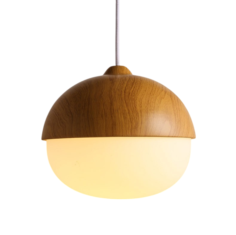 Nordic Wooden Glass Pendant Light With Adjustable Suspension