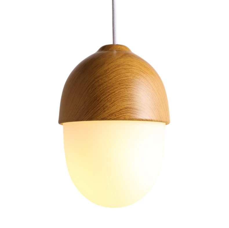 Nordic Wooden Glass Pendant Light With Adjustable Suspension