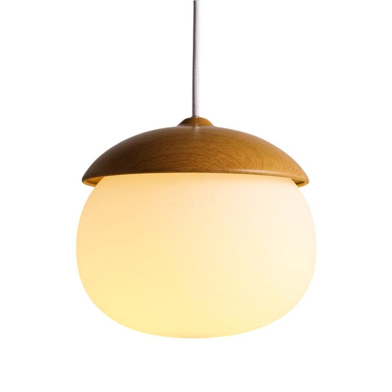 Nordic Wooden Glass Pendant Light With Adjustable Suspension