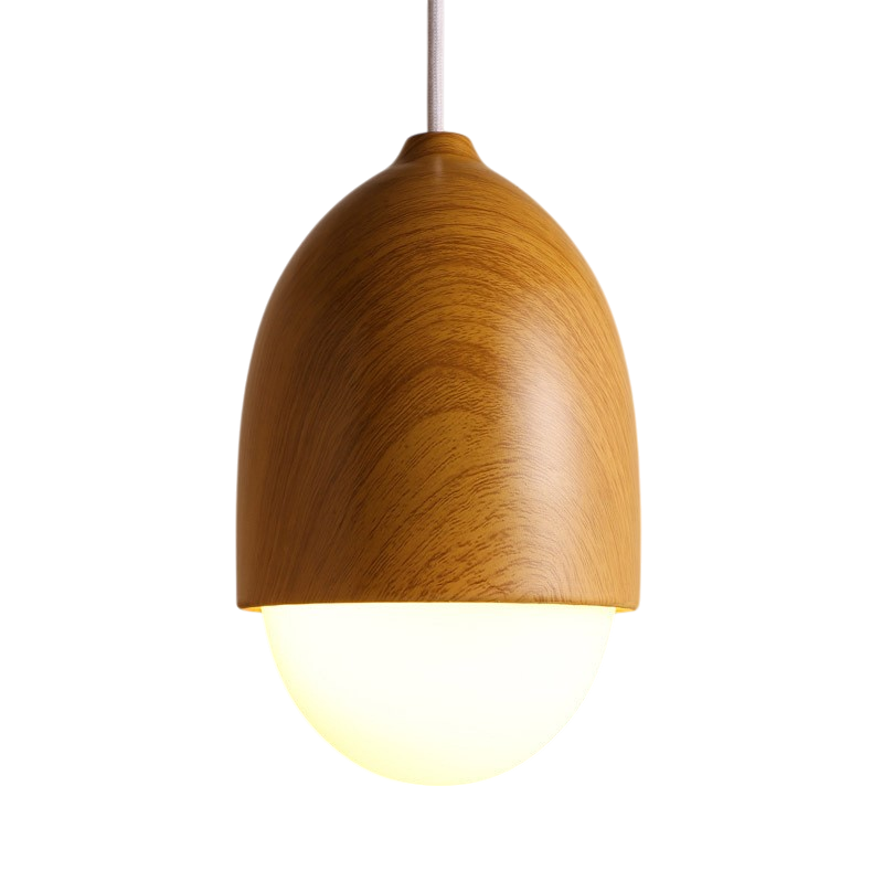 Nordic Wooden Glass Pendant Light With Adjustable Suspension