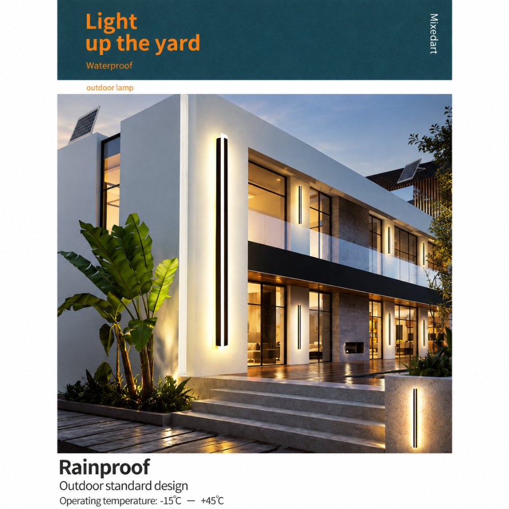 Architectural Vertical LED Wall Light Black Indoor Outdoor Lighting