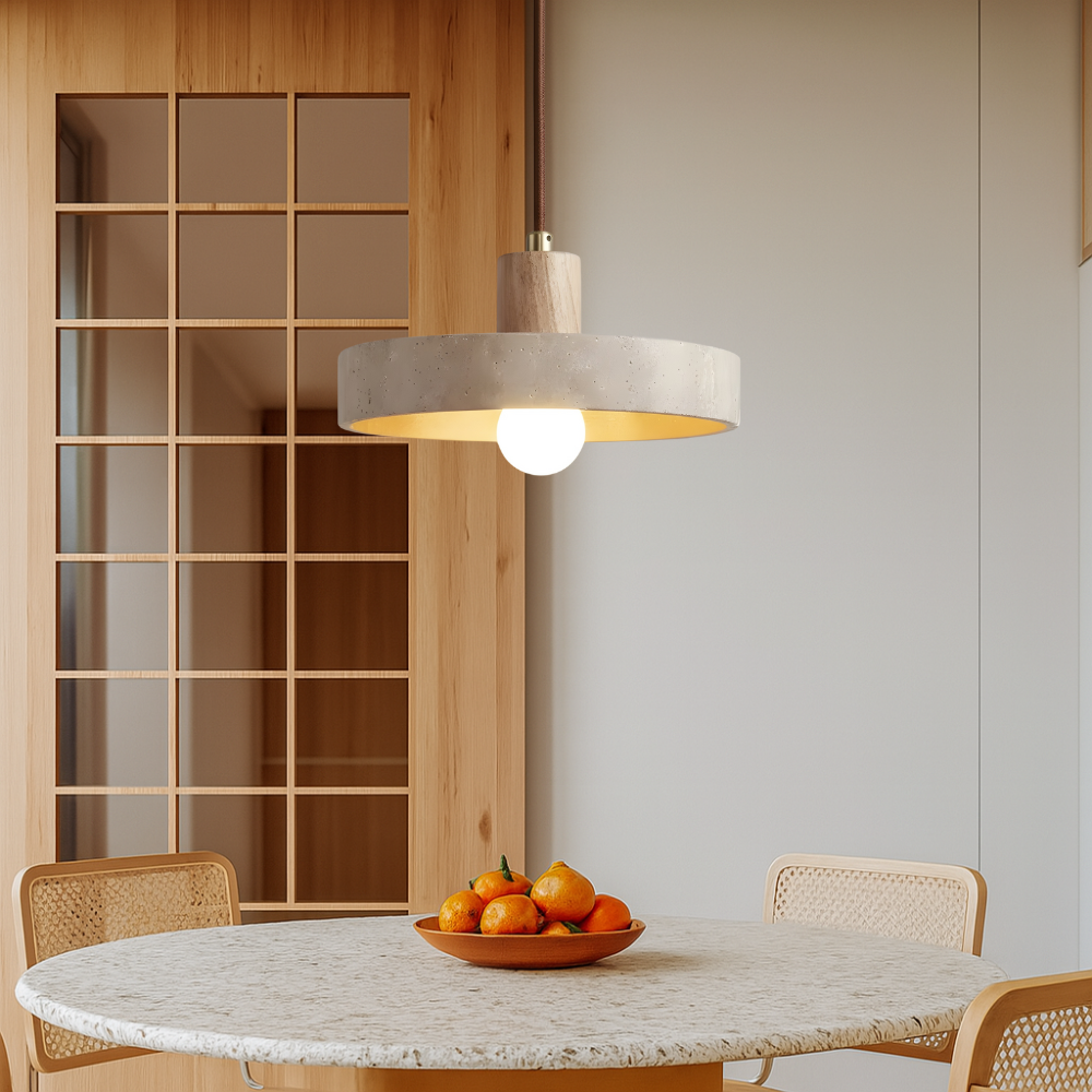 Stone Travertine Bauhaus Pendant Light for Dining and Kitchen Areas