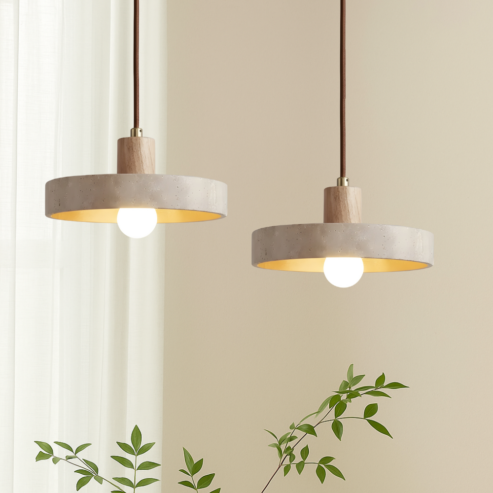 Stone Travertine Bauhaus Pendant Light for Dining and Kitchen Areas