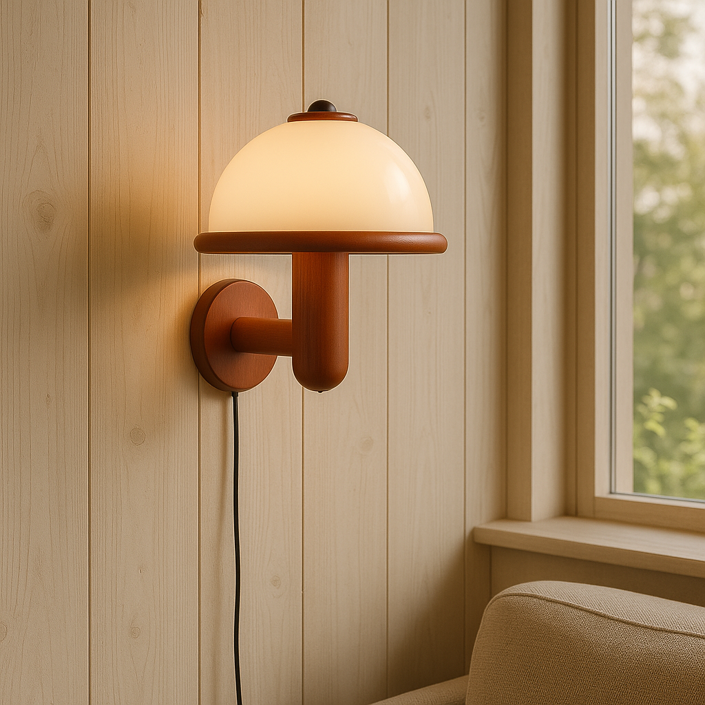 Oak Wood Mushroom Wall Lamp Plug In Ambient Lighting 国产成人