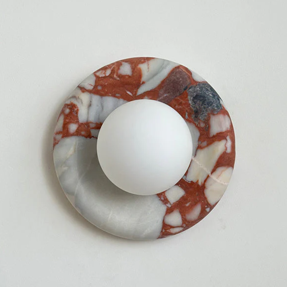 Marble Wall Sconce With Glass Globe for Indoor LED Lighting