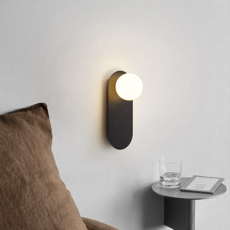 Minimalist Nordic Wall Sconce with Globe Shade for Soft Bedroom Lighting