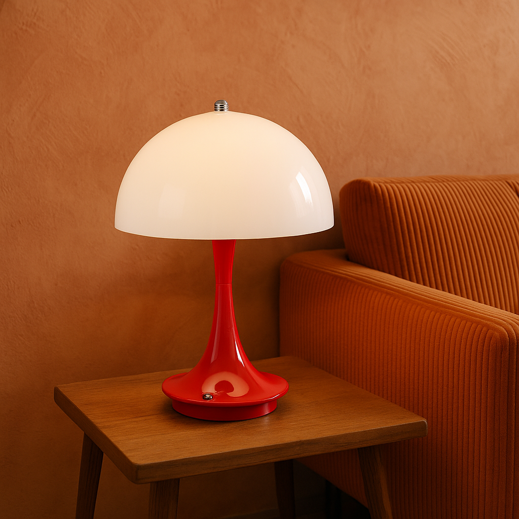 Mushroom Table Lamp Cordless Rechargeable Ambient Light Vintage Design