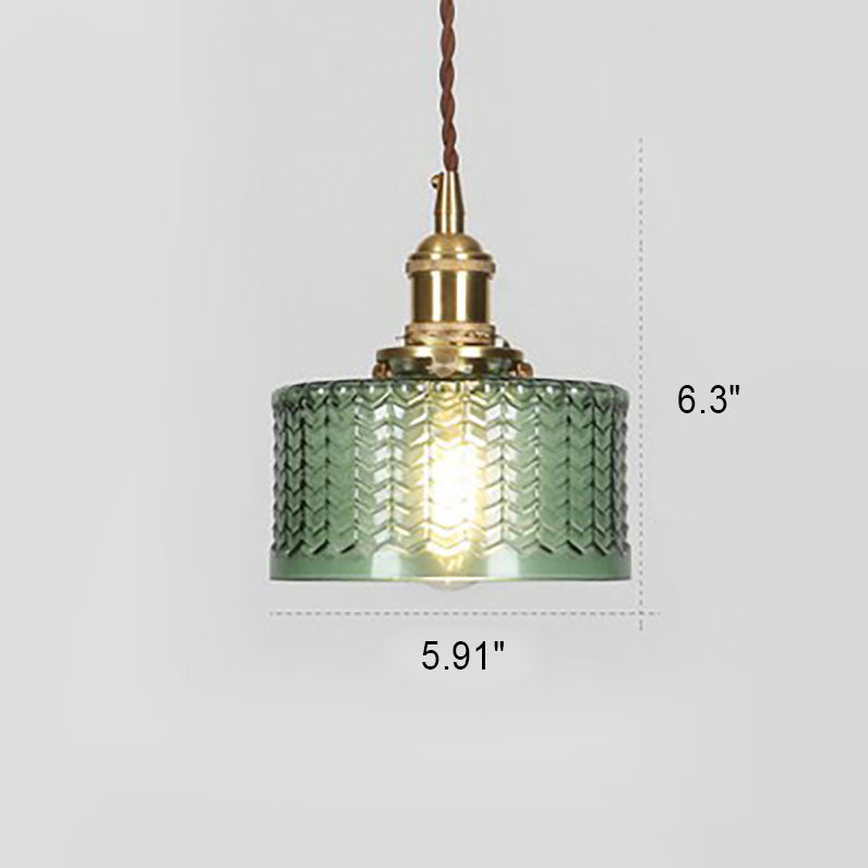 Textured Glass Round Ceiling Pendant Light in Brass and Copper Lasanble