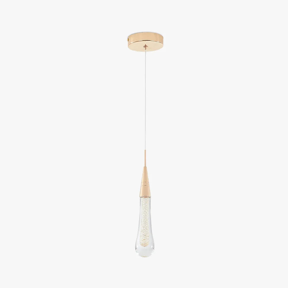 Gold Teardrop Crystal Pendant Light Hanging Fixture for Interior Lighting