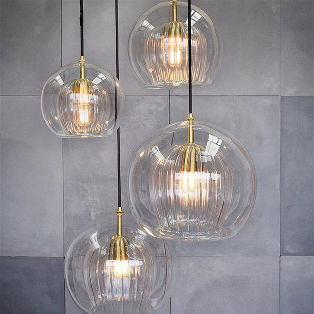 Ribbed Glass Drop Pendant Light for Soft Ambient Interior Lighting