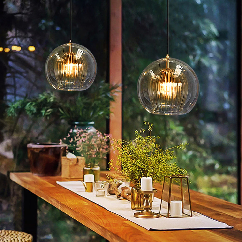 Ribbed Glass Drop Pendant Light for Soft Ambient Interior Lighting