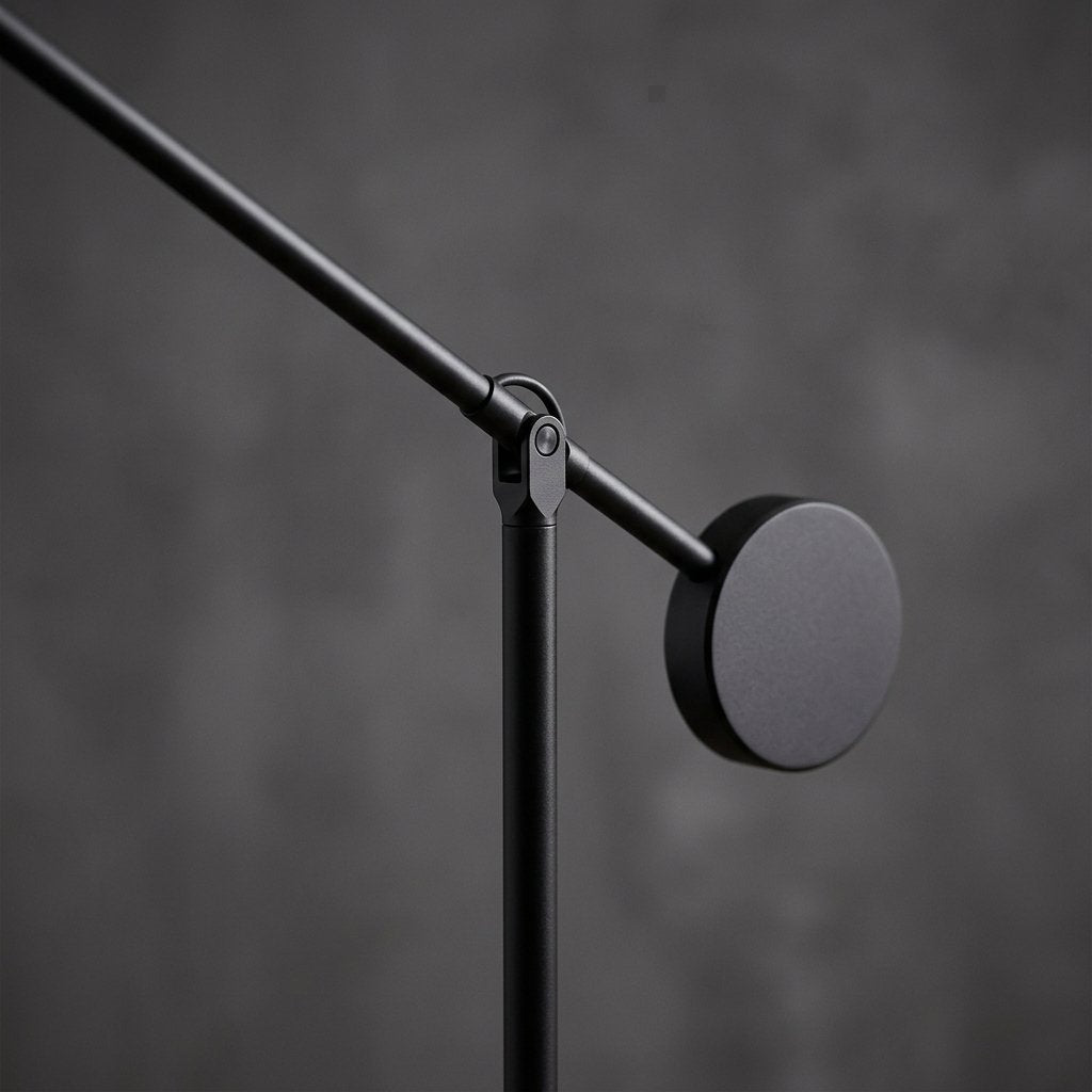 Veltara Integrated LED Swing Arm Disc Floor Lamp, Matt Black