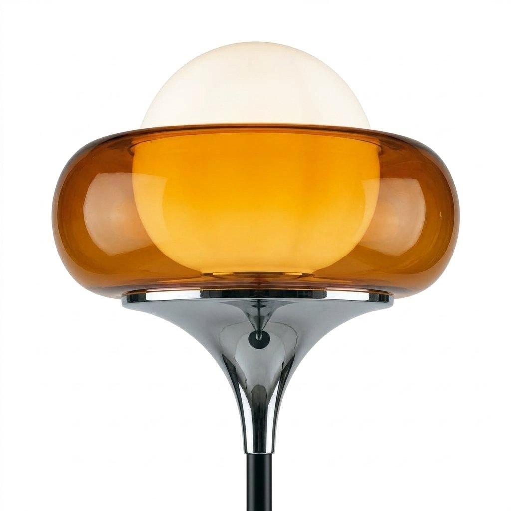 Velouri Airo Mid Century Glass Floor Lamp With Opal Globe Shade