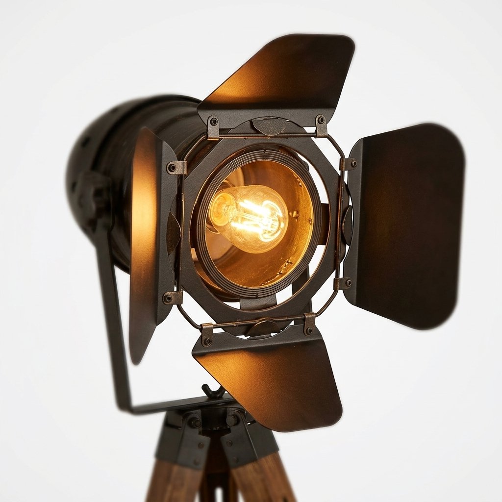Staglow Vintage Cinema Tripod Floor Lamp With Adjustable Spotlight Head