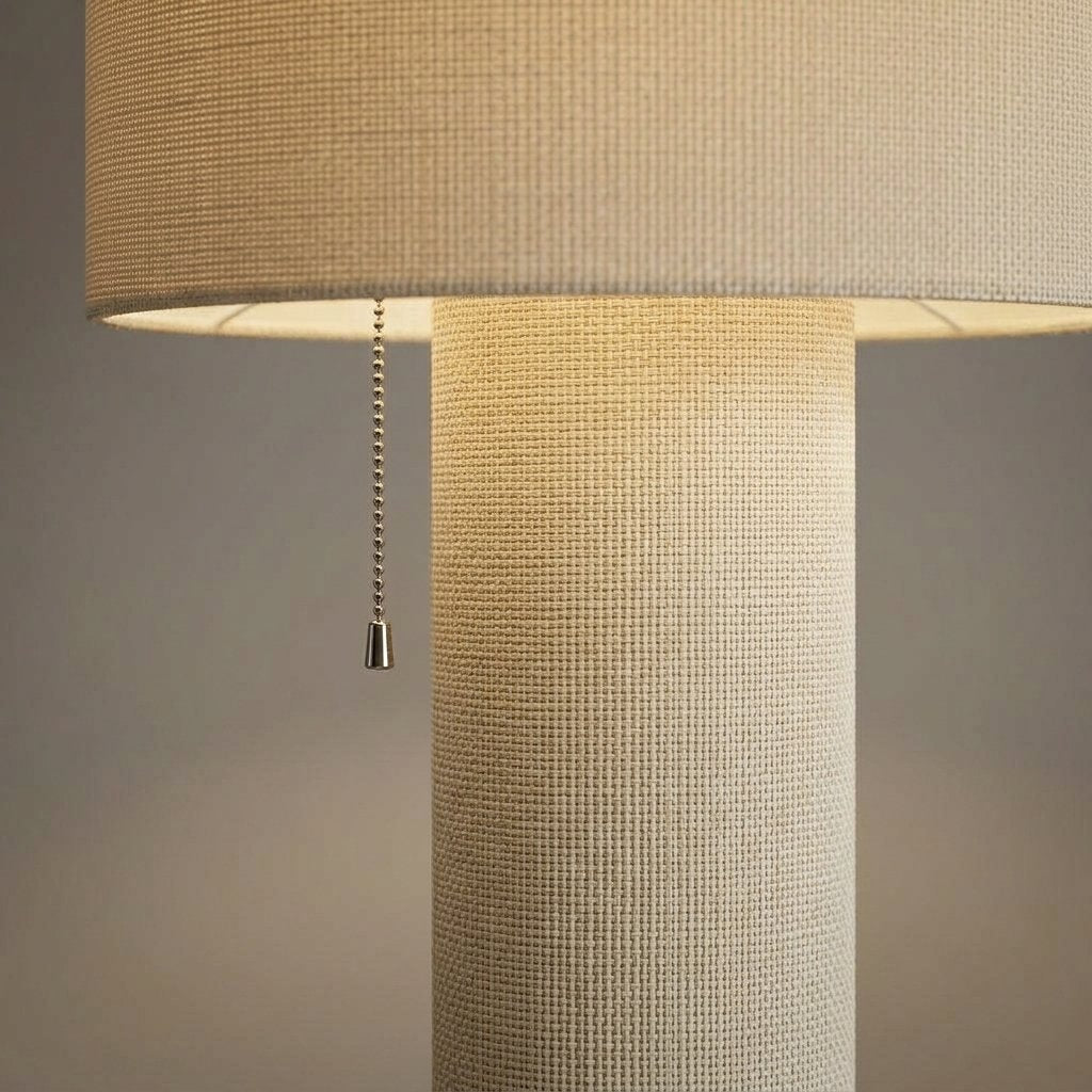 Velorne Wabi Sabi Fabric Column Table and Floor Lamp with Metal Base