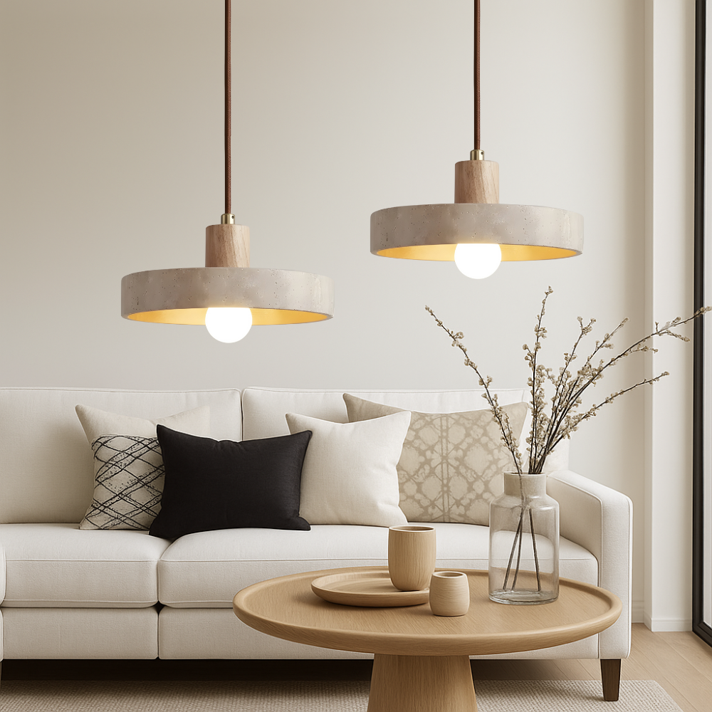 Stone Travertine Bauhaus Pendant Light for Dining and Kitchen Areas