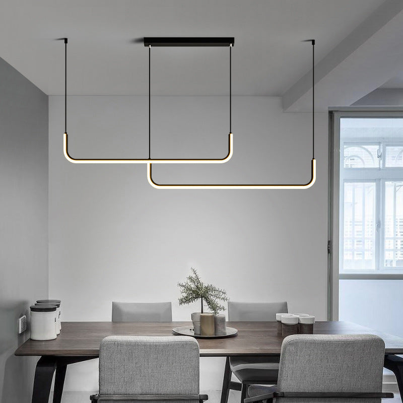 Modern U Shaped LED Pendant Light for Kitchen Island Task Lighting