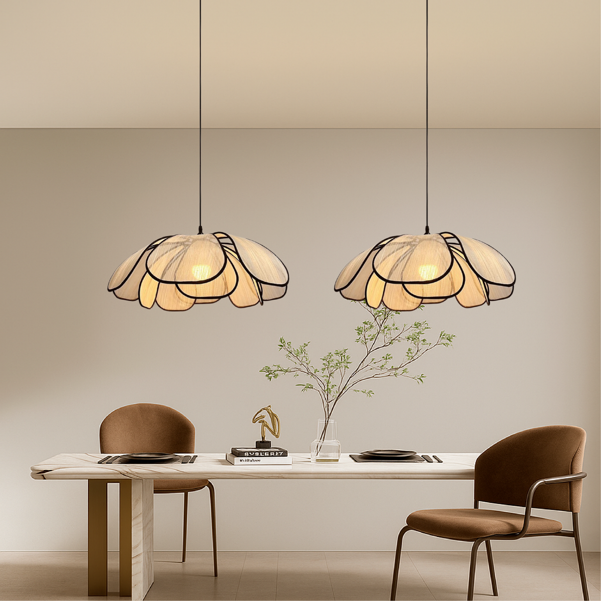 Scandinavian Wooden Flower Pendant Light for Ambient Lighting