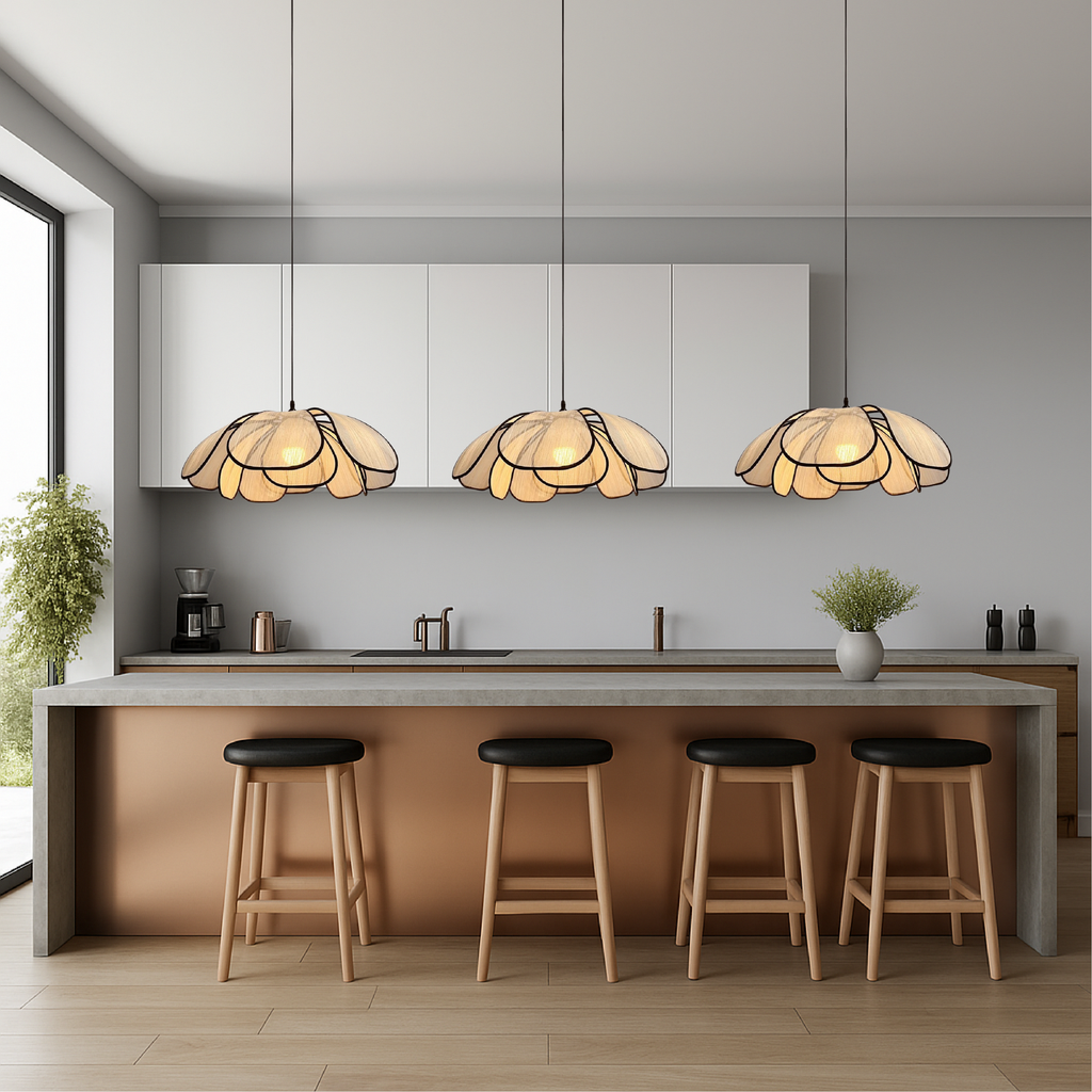 Scandinavian Wooden Flower Pendant Light for Ambient Lighting