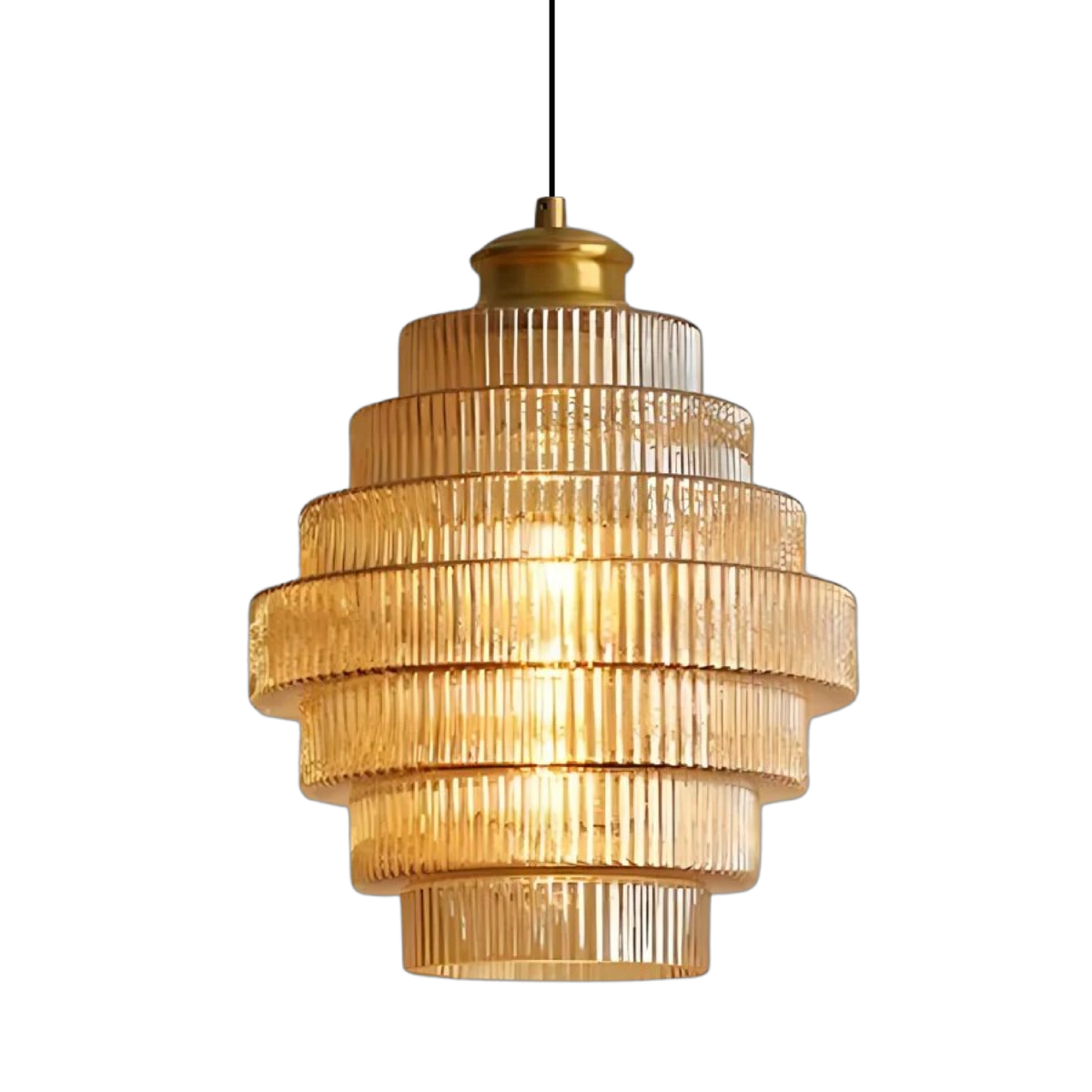 Vintage Tiered Glass Pendant Light With E27 LED Bulb Socket