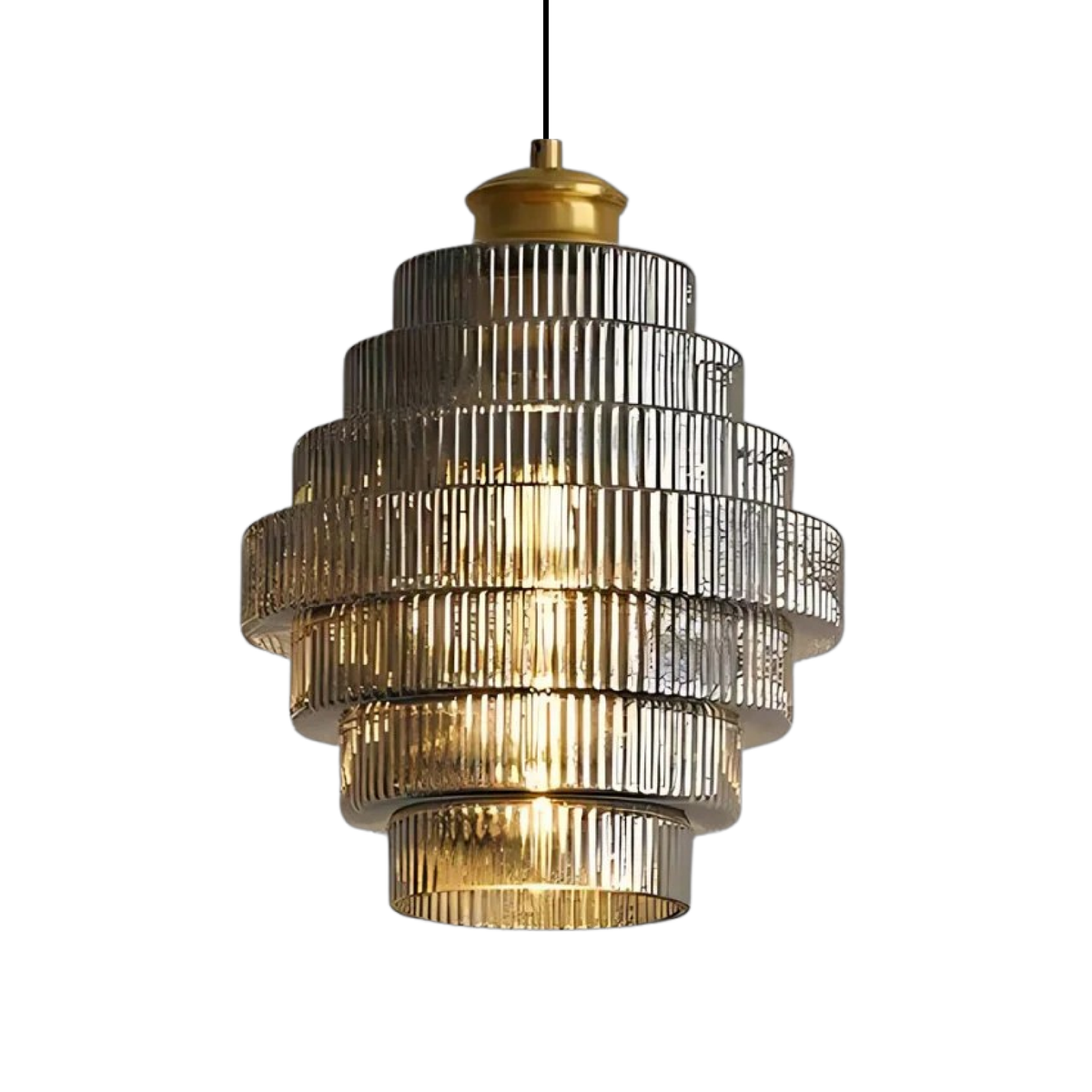 Vintage Tiered Glass Pendant Light With E27 LED Bulb Socket