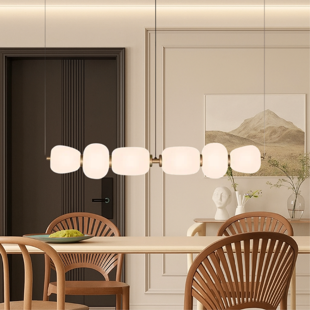 Minimalist White Pendant Light for Ambient Dining and Kitchen Lighting
